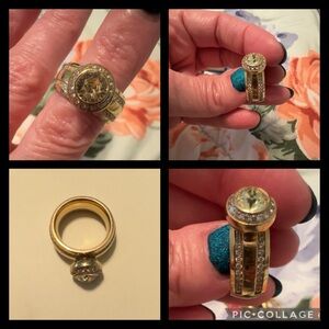 Qudo interchangeable Gold Plated Lecce Wide Women’s ring with 6 stones.